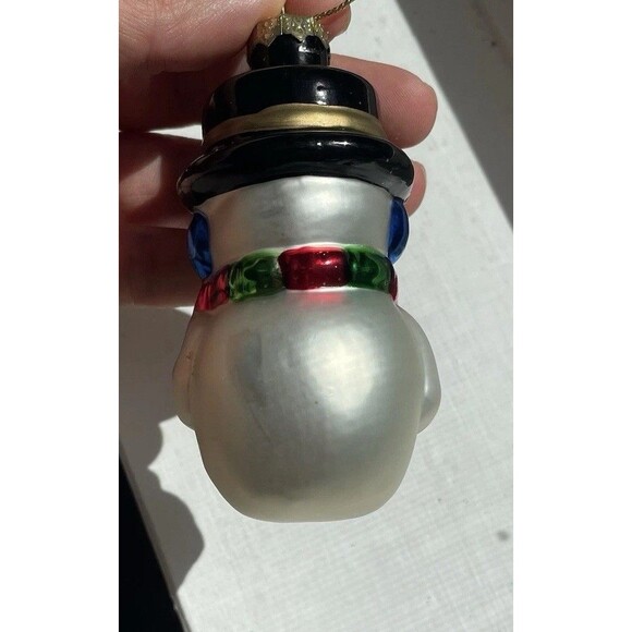 Vintage Set Of 6 Lubeck Glass Blown Snowman Ornaments Ames Hat - Picture 5 of 15